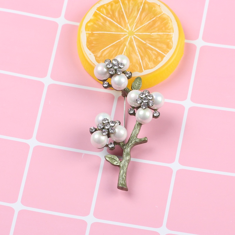 Ghim Cài Áo Hình Hoa Lá Đính Ngọc Trai Nhân Tạo Thời Trang