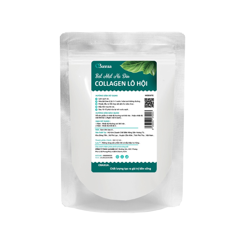 Bột đắp mặt dẻo collagen lô hội OBAXUA - Dưỡng trắng, Chống lão hóa, se khít lỗ chân lông