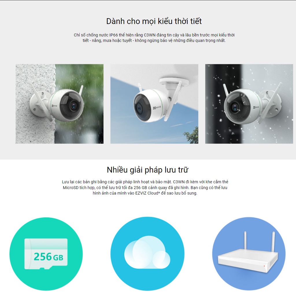 Camera IP Wifi EZVIZ ngoài trời C3WN/C3TN/C8C/C8W - Siêu nét 4MP/2MP Mắt kép wifi ngoài trời xoay 360 độ