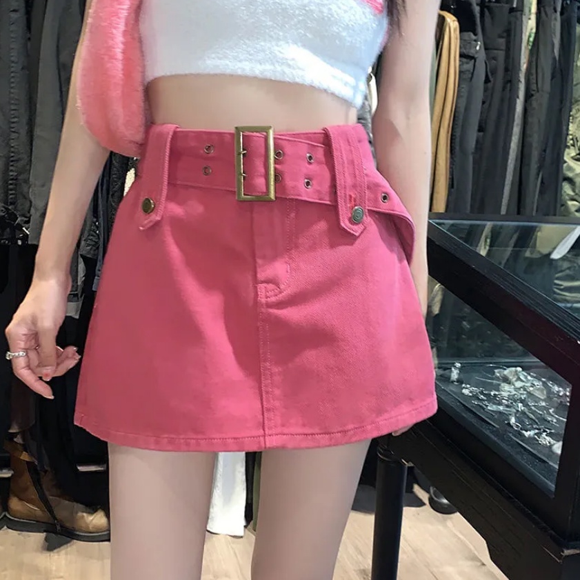 Chân váy jean Chữ a Lưng Cao Màu Sắc Thời Trang Cho Nữ