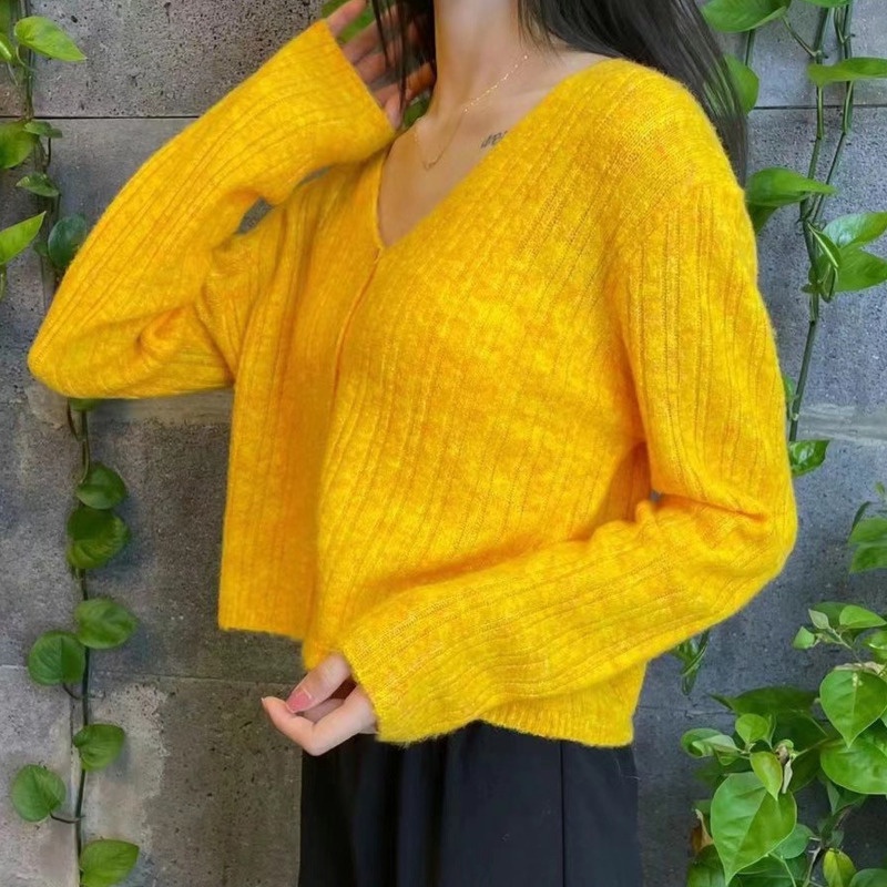 Áo Khoác Cardigan Dệt Kim Tay Dài Màu Trơn Đơn Giản Hợp Thời Trang