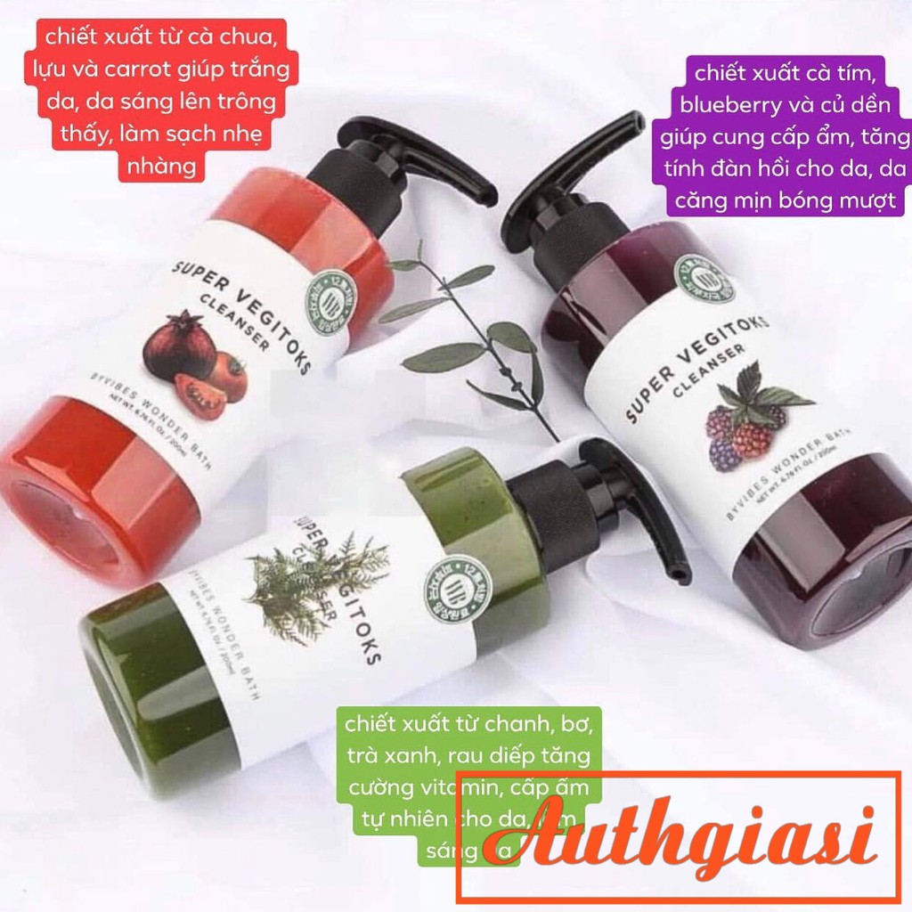 Sữa rửa mặt rau củ Byvibes Wonder Bath Super Vegitoks Cleanser sủi bọt thải độc 200-300ml | BigBuy360 - bigbuy360.vn
