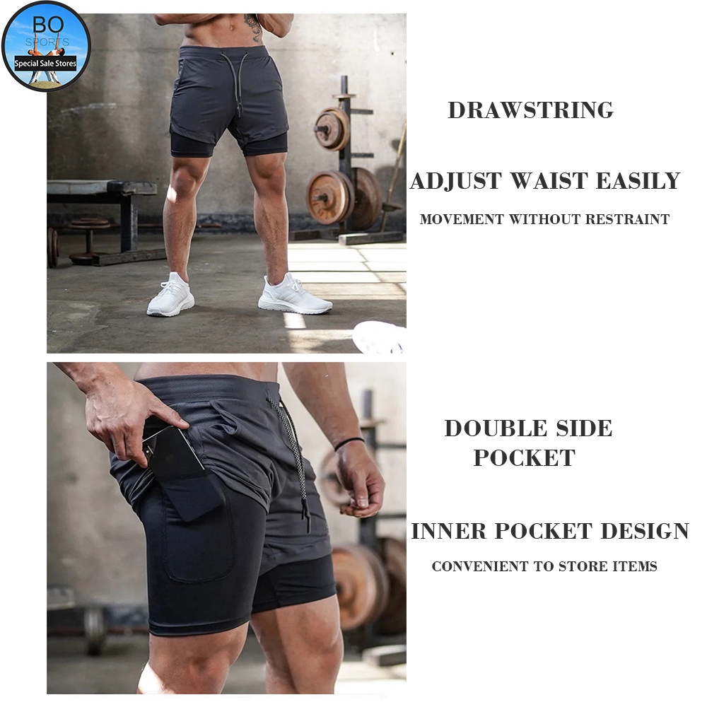 Quần Short Thể Thao 2 Trong 1 Nhanh Khô Thời Trang Mùa Hè Cho Nam