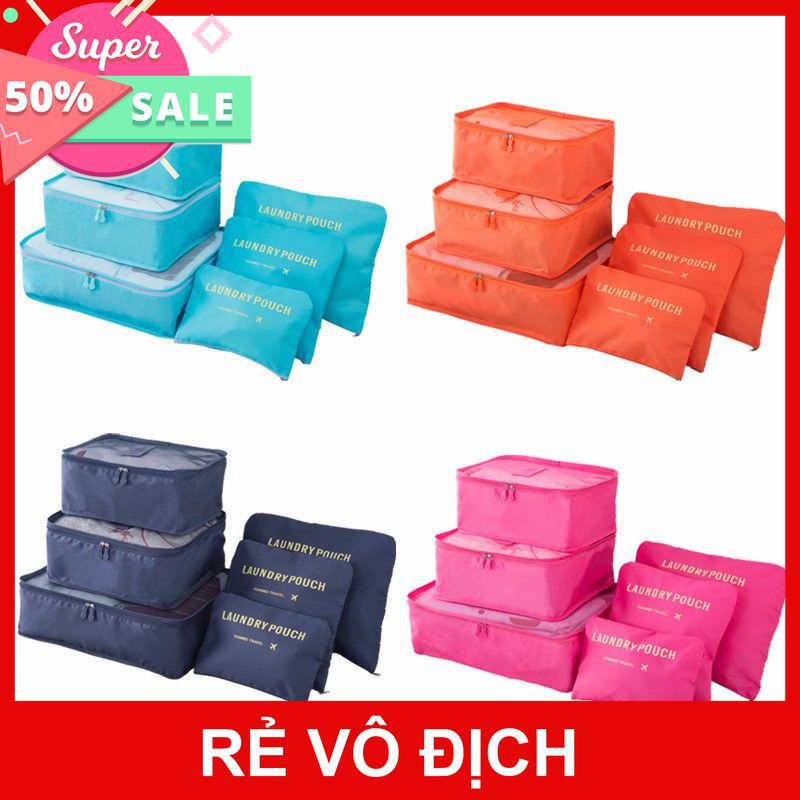 [XÃ KHO] BỘ 6 TÚI ĐỰNG ĐỒ DU LỊCH LAUNDRY POUCH (2875, LM) [HCM]