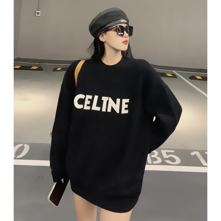 Áo sweater tay dài cổ tròn phong cách Hàn Quốc cho nữ