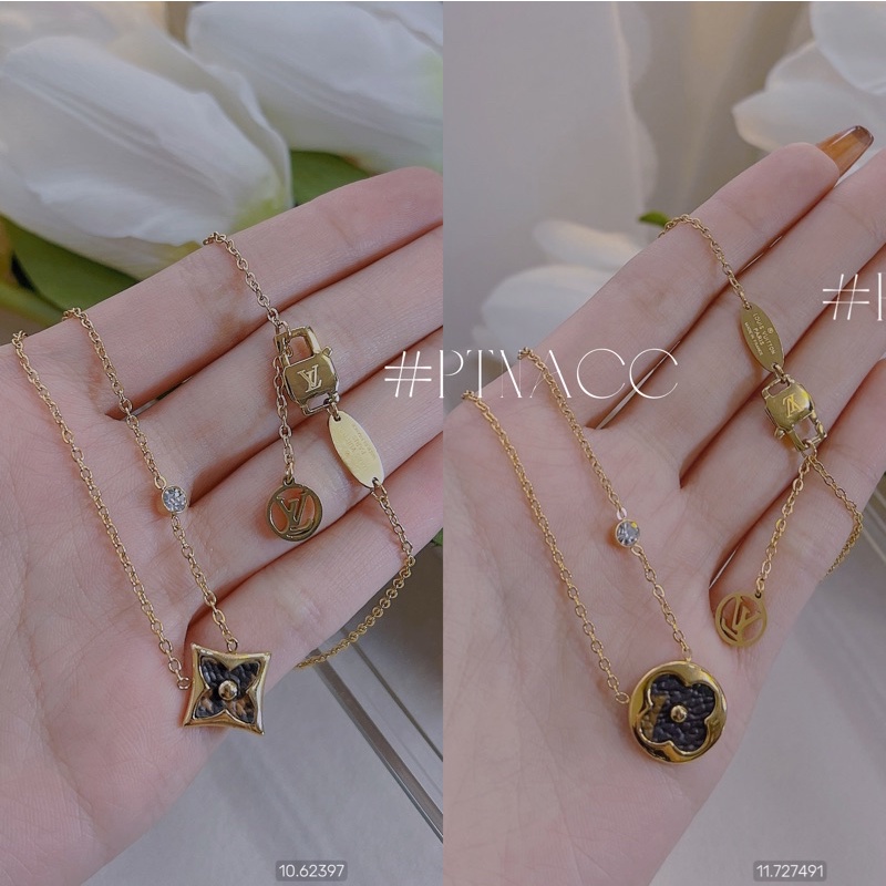 ᴾᵀᴺᵃᶜᶜ Dây chuyền titan mặt L*V phối da VIP . hàng loại 1