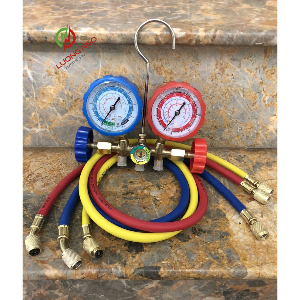 Đồng hồ đo gas đôi kèm dây nạp gas cao cấp