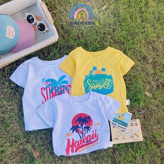 Áo thun cho bé cộc tay đi biển Hello Summer họa tiết dễ thương cho trẻ em A021005 - Magickids