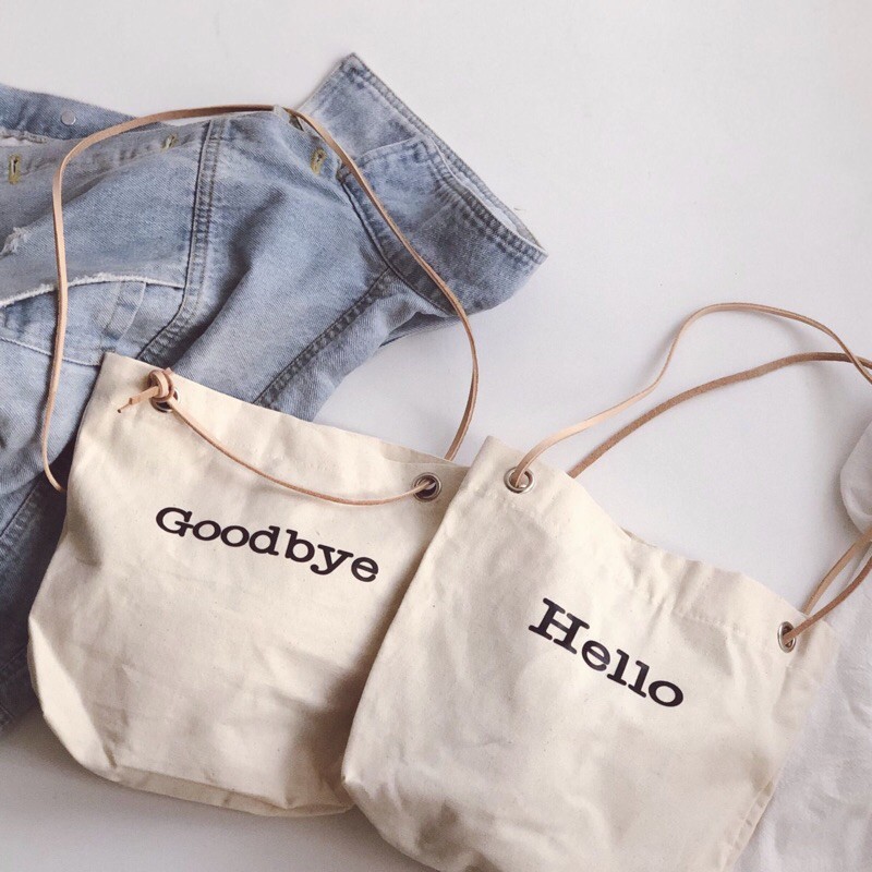 Túi vải cho bé &lt;FREE SHIP&gt; Túi vải thời trang Hello / Goodbye