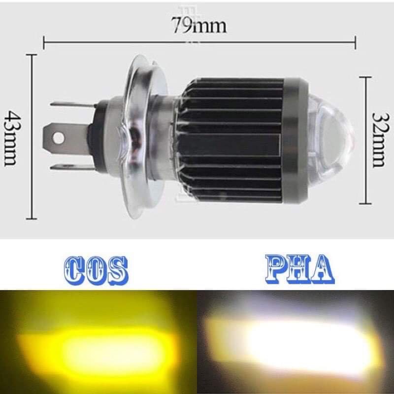 Đèn Pha Bi Cầu H4 Cos Vàng Pha Trắng