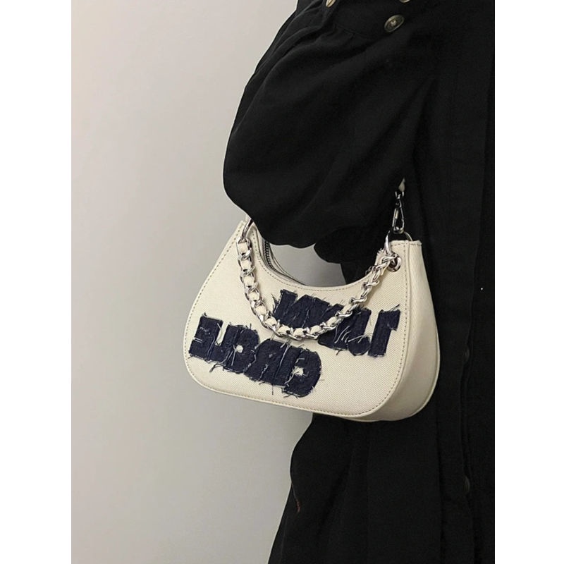 Túi Xách Đeo Vai Chất Liệu Denim pvc Thêu Họa Tiết Thời Trang 2022 Niche Y2k Cho Nữ