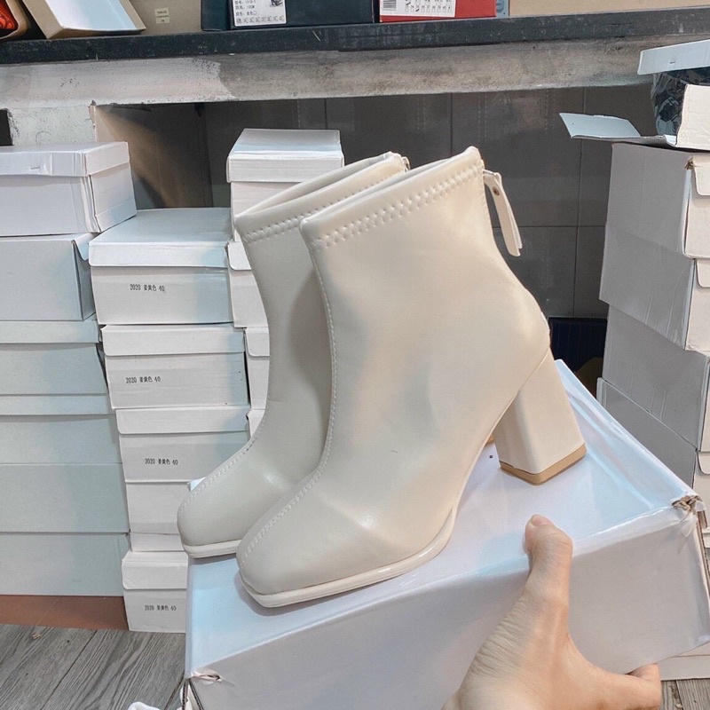 Giày Bốt Lửng Cao Gót Mũi Vuông Phong Cách Hàn Quốc | BigBuy360 - bigbuy360.vn