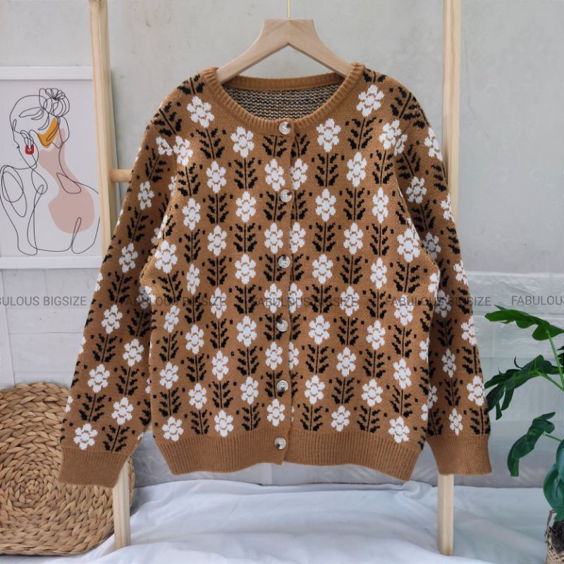 BIGSIZE Áo cardigan len vintage cho người béo mập Fabulous BIGSIZE