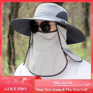 Mũ chống nắng golf nam nữ thoáng khí có dây điều chỉnh kèm khẩu trang GOLF PRO MN005