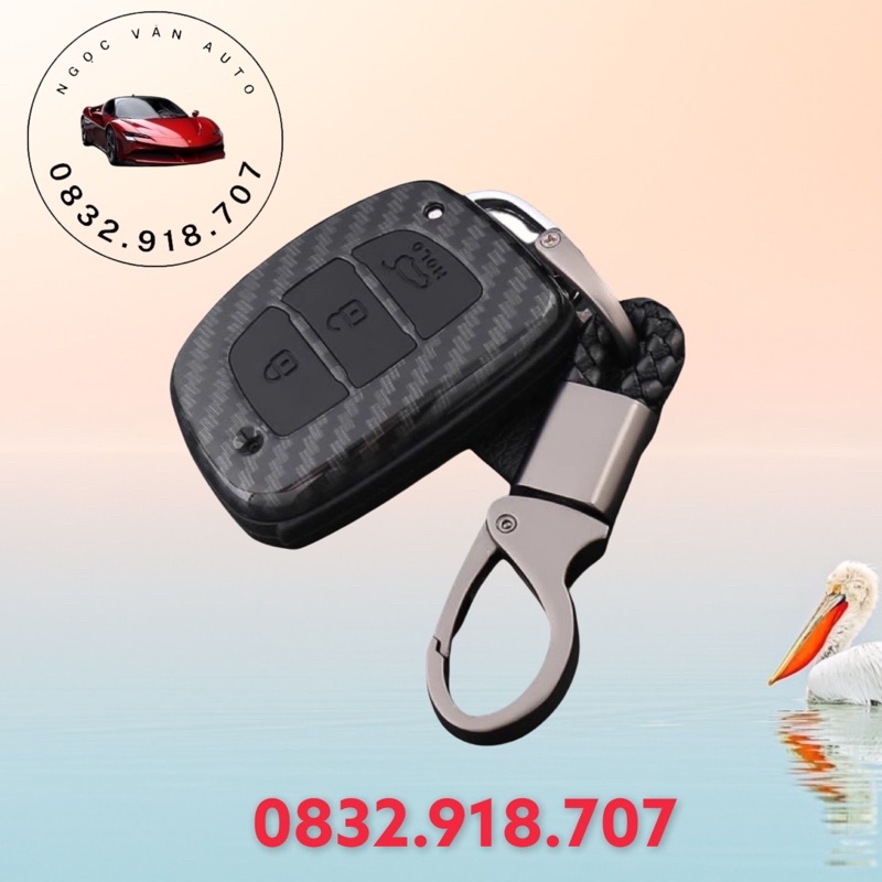 ốp chìa khóa Carbon i10, Elantra, Tucson (chìa cơ và khóa thông minh)