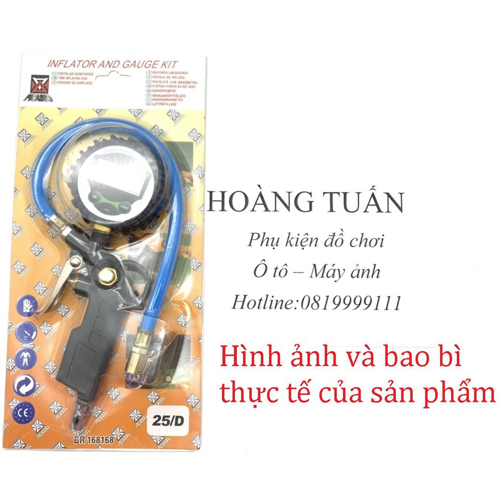 Súng đo áp suất lốp bơm hơi màn hình đồng hồ ĐIỆN TỬ thế hệ mới đa năng thông minh đo và bơm áp suất lốp ô tô xe máy