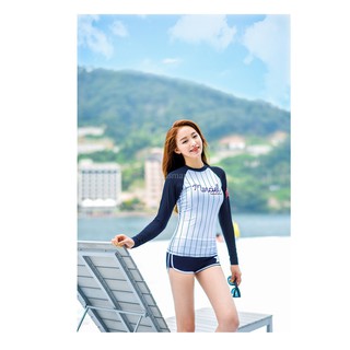 Bộ bơi dài tay merciel kẻ
