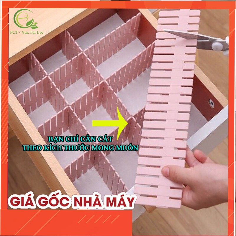 Bộ 4 vách chia ngăn kéo tủ thông minh bằng nhựa, thanh chia ngăn tủ- VUA BAO BI