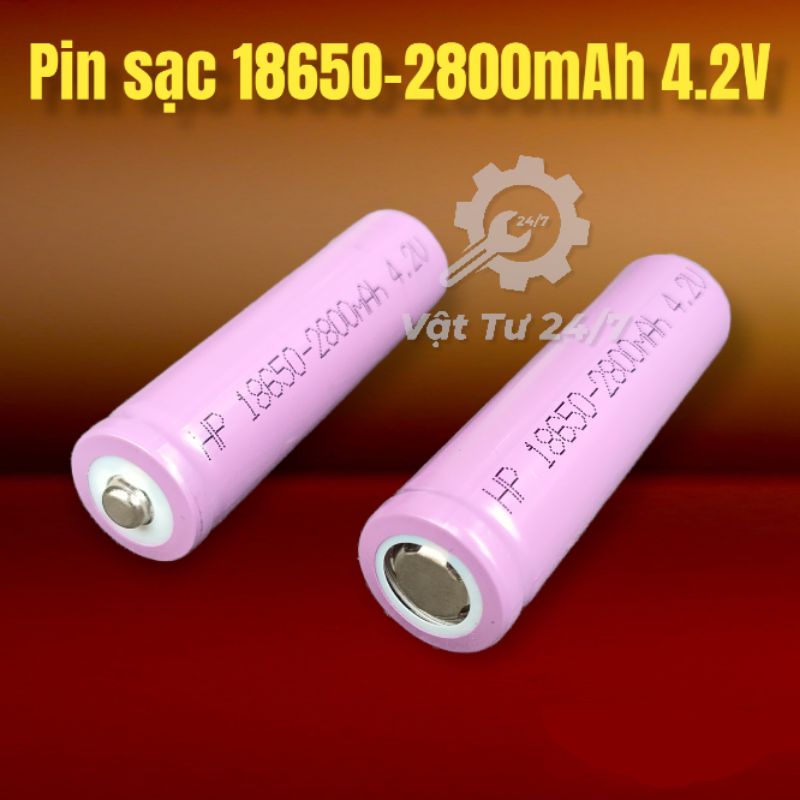 Pin sạc 18650 4.2V Lithium Li-ion Hp cao cấp 2800mAh đầu bằng đầu nhọn dùng đèn pin quạt sạc máy khoan pin sạc dự phòng