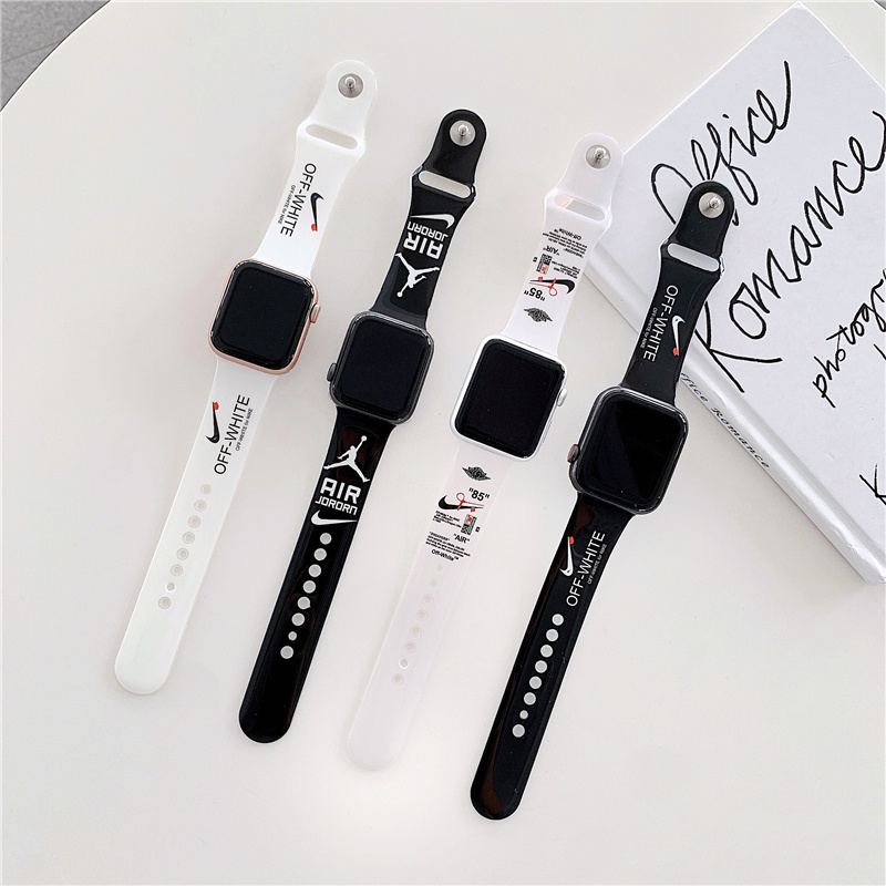 Dây Đeo Đồng Hồ Thông Minh Họa Tiết OFF WHITE Thời Trang Cho Apple Watch 6 Se 5 4 3 2 1 44mm 40mm 38mm 42mm