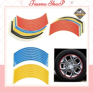 Bộ Decals Tem Dán Vành Phản Quang Dán Chỉ Mâm Xe Máy Ô tô 18 Inch Tiamo