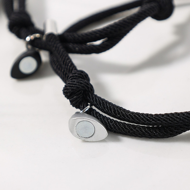 [Mới] Vòng Tay Dây Bện Màu Trắng Đen Từ Tính Có Thể Điều Chỉnh Dành Cho Cặp Đôi / Quà Tặng Kỳ Nghỉ