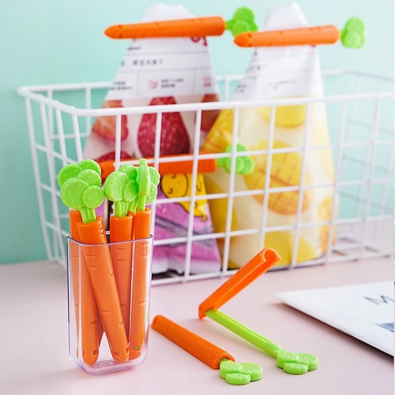 Set 5 Kẹp Miệng Túi Hình Cà Rốt Hoạt Hình Dễ Thương