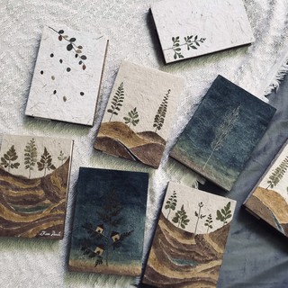 Sổ tay "hoa lá cỏ" thật ép khô, vẽ tay handmade VINTAGE size A6