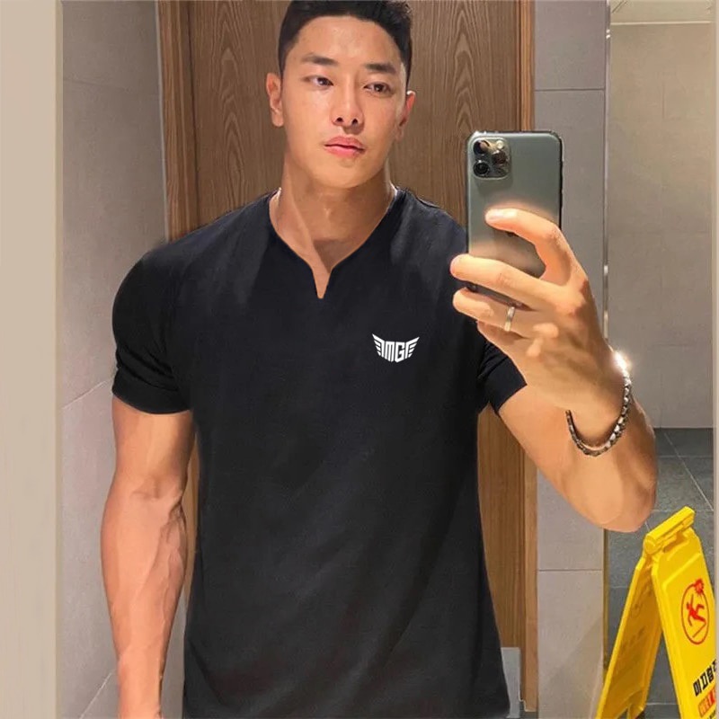 Áo Thun Thể Thao Cổ Chữ V Tay Ngắn Bằng Cotton Thời Trang Cho Nam 2021