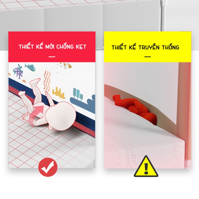 Thanh chắn giường KidAndMom BR02 phong cách Hàn Quốc cao cấp, độ cao 75-105cm