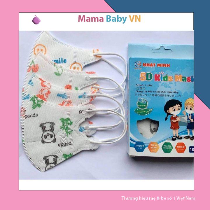 Khẩu trang cho bé khẩu trang 3D trẻ em Hộp 10 cái 5D vải sms cao cấp cho bé hàng công ty Nhật Minh Mamababyvn
