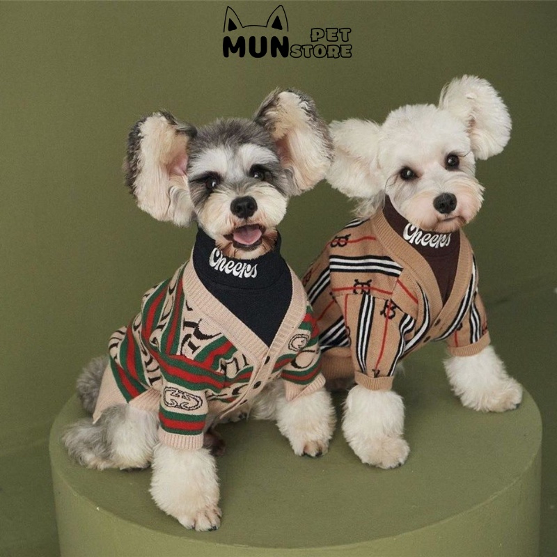 Áo cho thú cưng cardigan len dệt đanh mịn kiểu dáng thời thượng, áo cho chó mèo