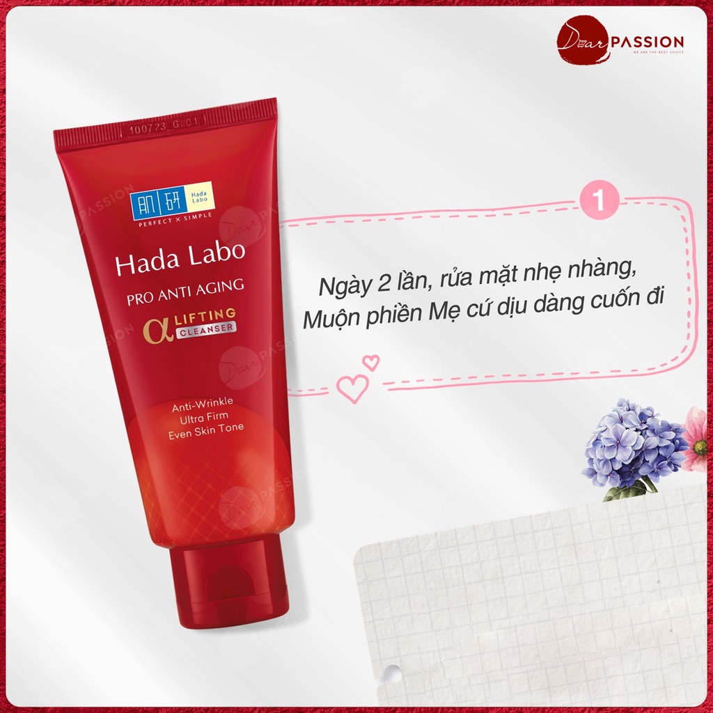 Sữa Rửa Mặt Hada Labo Màu Đỏ Chuyên Biệt Chống Lão Hóa, Dưỡng Trắng Da - HadaLabo Pro Anti Aging α Lifting Cleanser 80g