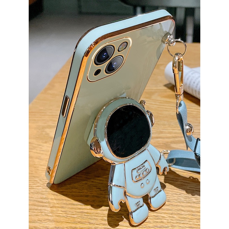 Ốp Điện Thoại Silicon Mềm Mạ Điện Màu Kẹo Có Giá Đỡ Dây Đeo Chéo Cho Iphone 13 Pro Max 13 Mini 12 Pro Max 11 Pro