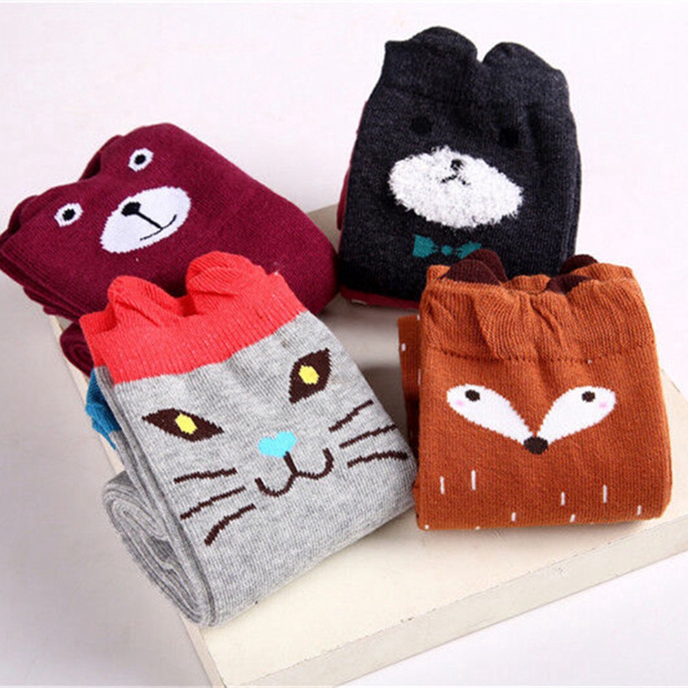 Đôi tất chân cao qua gối in hình động vật dễ thương cho nữ