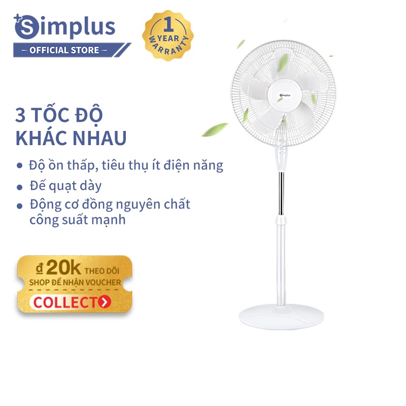 Simplus Quạt cây 16 inch công suất gió lớn,tiêu thụ điện năng thấp và tiết kiệm năng lượng Cần thiết cho văn phòng gia