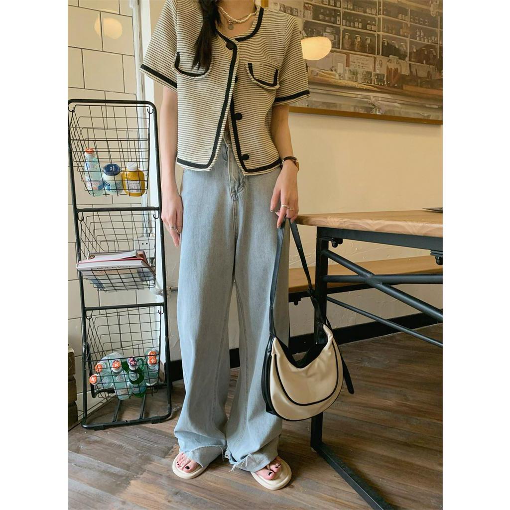 Áo Khoác Nữ Cổ Tròn Ngắn Tay Phong Cách Pháp Cổ Điển 53313