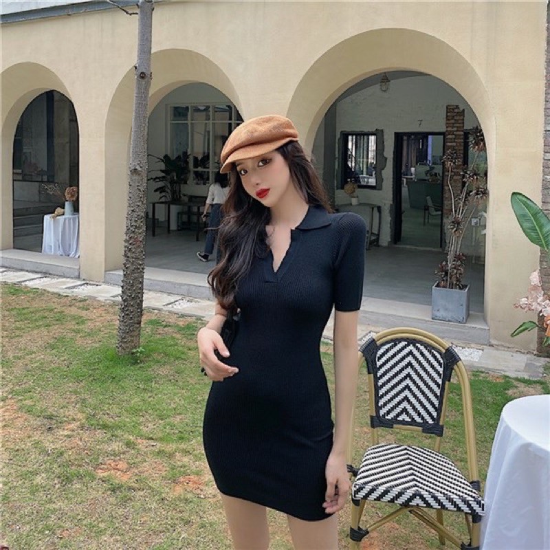 Đầm Gân Polo Ôm Dáng Basic | BigBuy360 - bigbuy360.vn