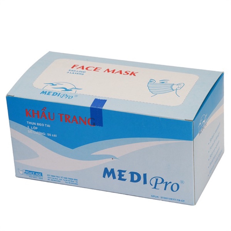 Combo 2 Hộp khẩu trang y tế 3 lớp MediPro chống bụi mịn, kháng khuẩn, không mùi.