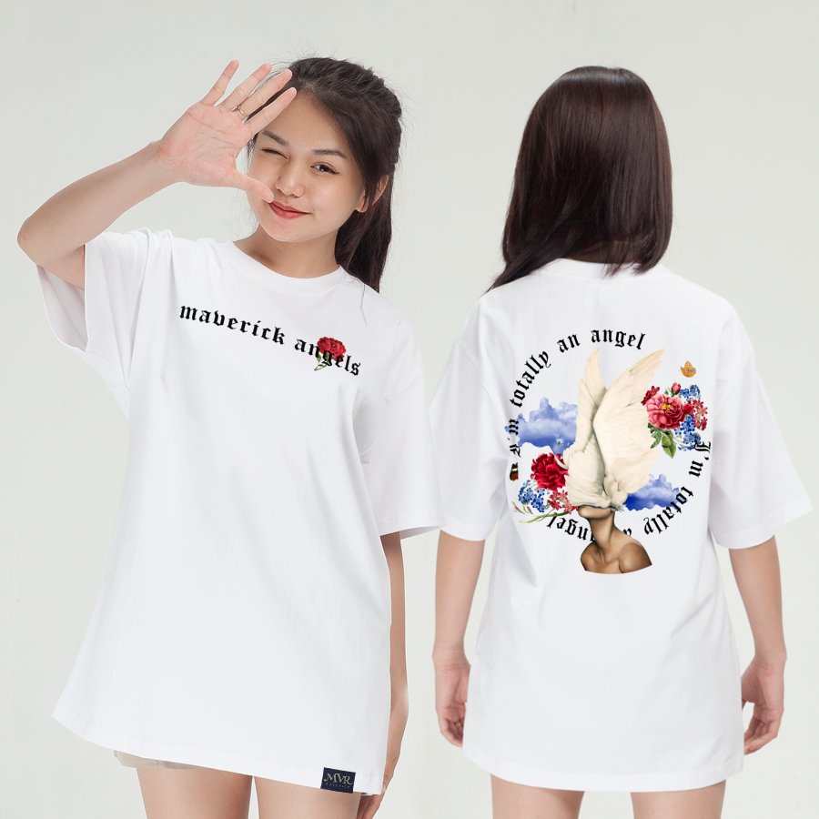 Áo thun nam nữ unisex thiên thần MVR local hoa đẹp Angle ao phông cotton form xuất chuẩn phong cách Hàn Quốc 112019011