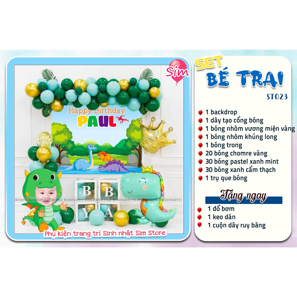 Set trang trí sinh nhật, trang trí thôi nôi, đầy tháng bé trai bé gái hot trend siêu dễ thương trọn bộ đầy đủ Simparty
