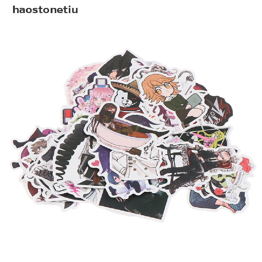 Bộ 50 Miếng Dán PVC Chống Thấm Nước Họa Tiết Anime Danganronpa Trang Trí Vali Laptop Ván Trượt