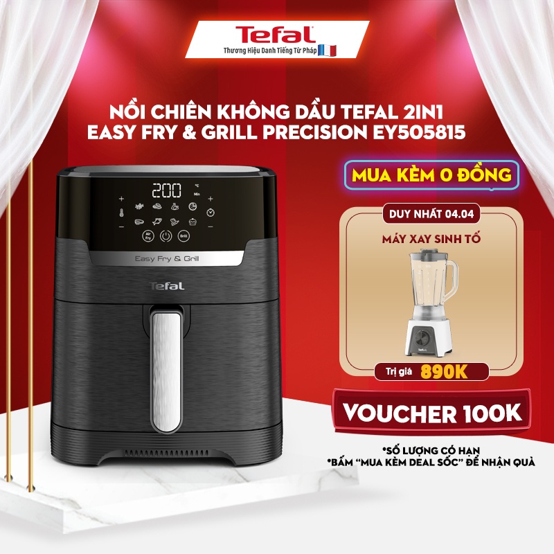 Nồi chiên không dầu Tefal 2in1 Easy Fry &amp; Grill Precision EY505815