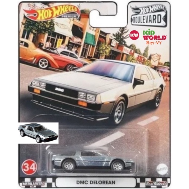 Xe mô hình Hot Wheels Premium Boulevard Series DMC Delorean HCM79, bánh cao su.