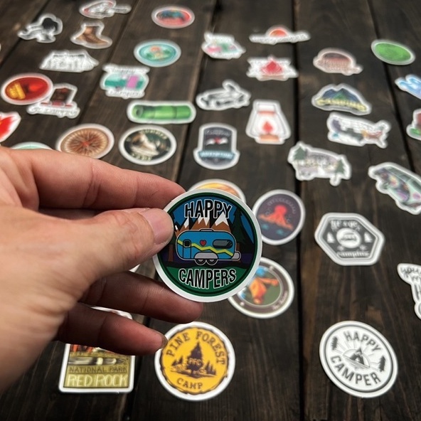 Combo 50 STICKER - chủ đề CAMPING - siêu Cute - keo xịn - chống nước