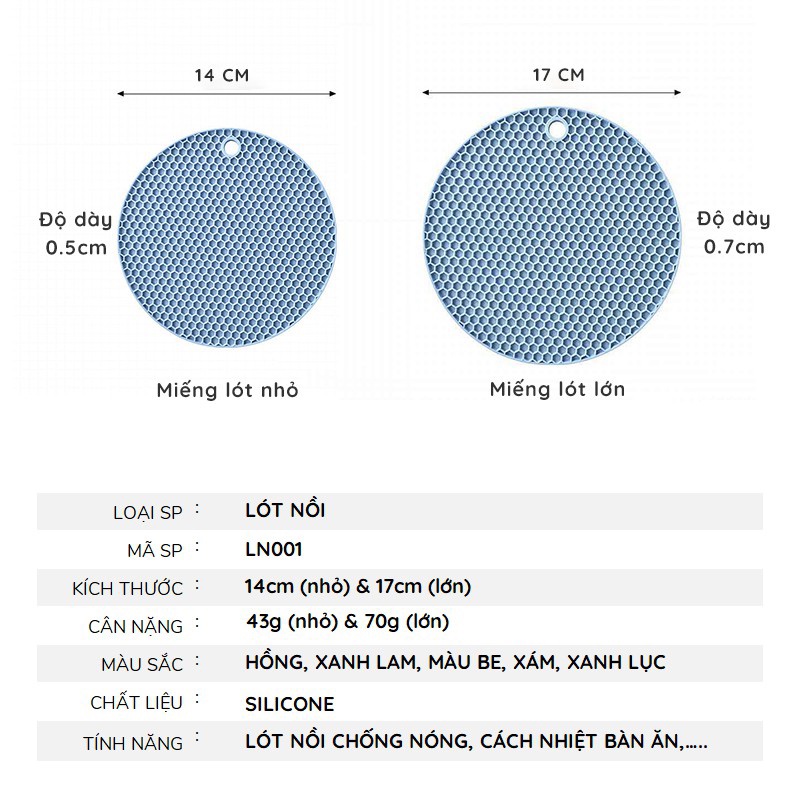 Lót Nồi Silicon Tròn Chống Nóng Chịu Nhiệt Phong Cách Tối Giản Minimalist Duashop