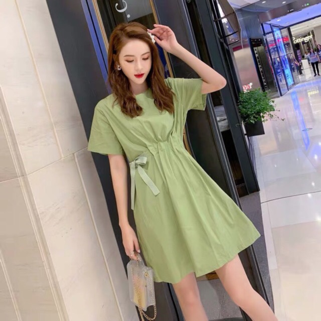 Váy suông thắt nơ eo dễ thương ( có ảnh thật )