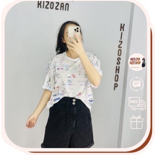 Áo thun giấy nữ tay ngắn cổ tròn in hình blink blink lấp lánh hàng Quảng Châu, áo phông chất cotton mỏng thoáng mát 0304