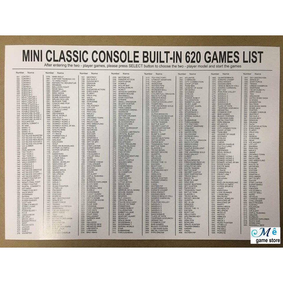 Máy Chơi Game 4 nút NES Classic 620 Trò Chơi