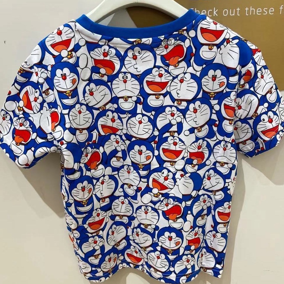 Áo Thun Tay Ngắn In Hình Doraemon Phong Cách Phương Tây Thời Trang Xuân Hè 2021 Dành Cho Bé Trai Bé Gái